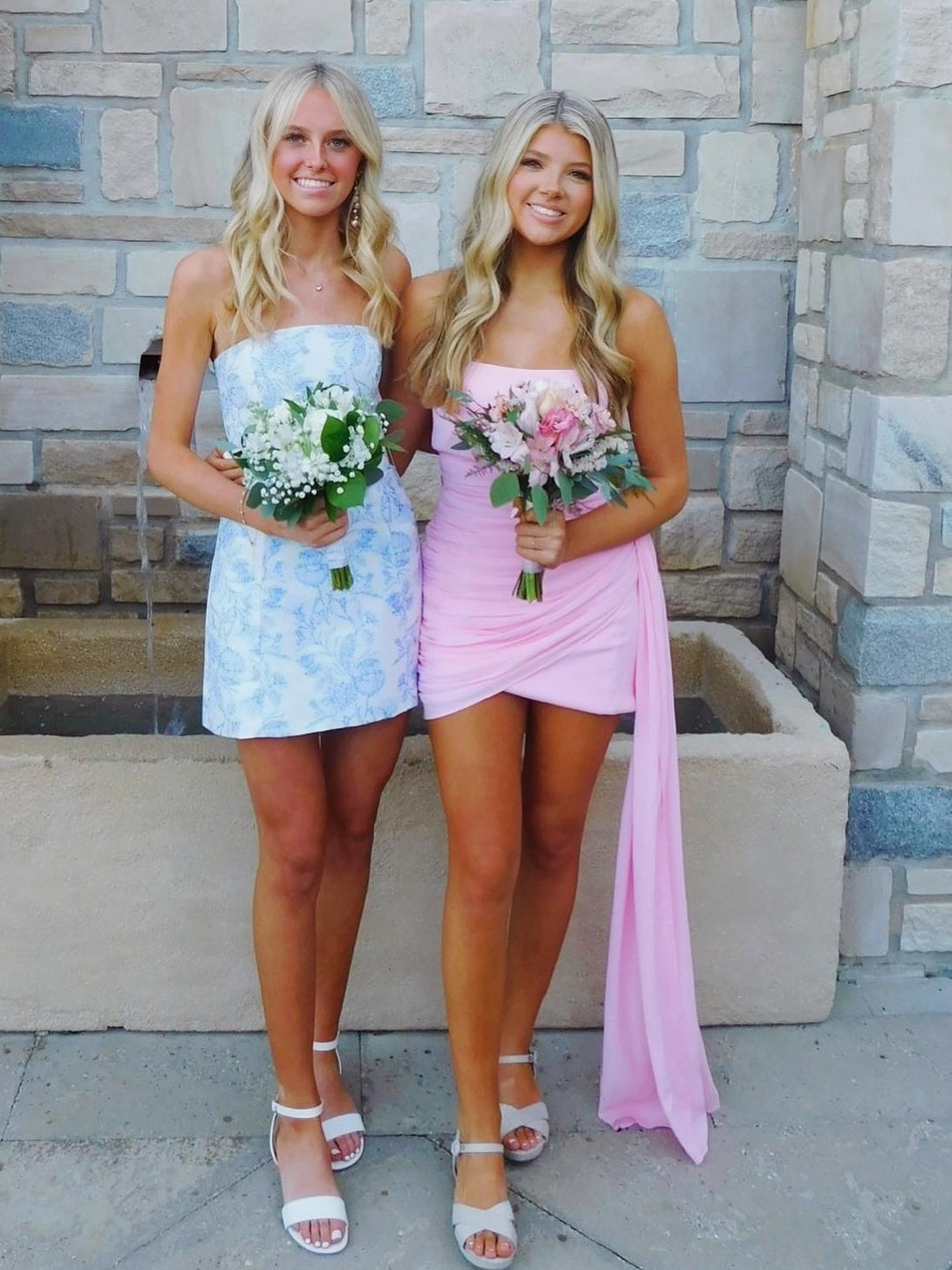 Strapless Ruched Chiffon Homecoming Dress | Bodycon Mini with Side Draped Sash