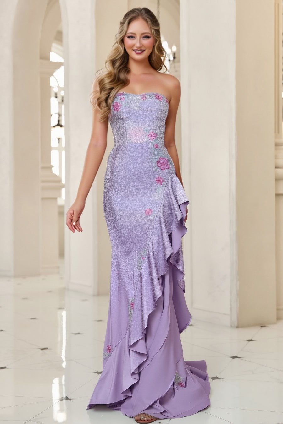 Strapless Mermaid Long Prom Dress With Beading