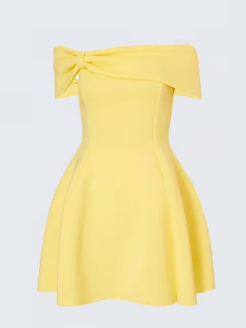 Off-the-Shoulder Homecoming Dress | Structured A-Line Flare Skirt Short Prom Gown