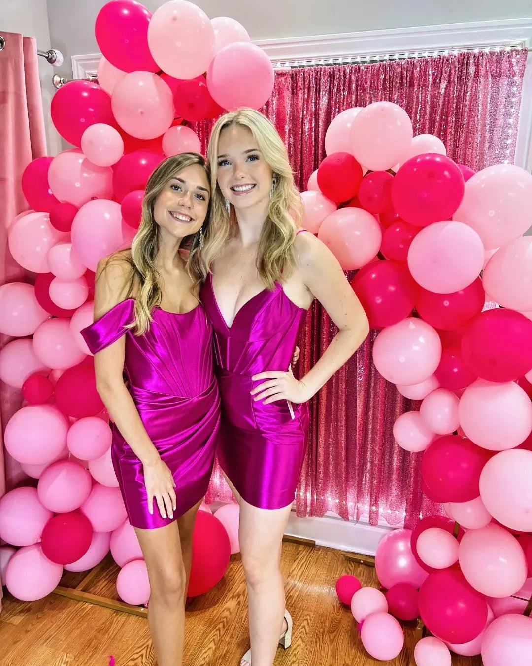 Off-the-Shoulder Satin Corset Homecoming Dress | Ruched Bodycon Short Prom Gown