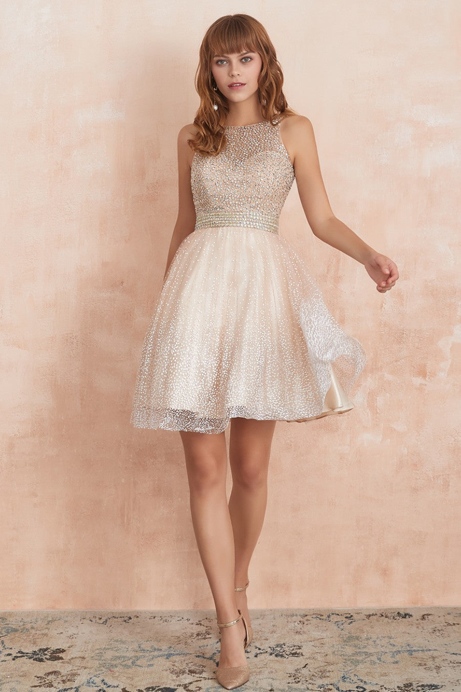 Glitter Gypsophila A line Homecoming Dress With Beads
