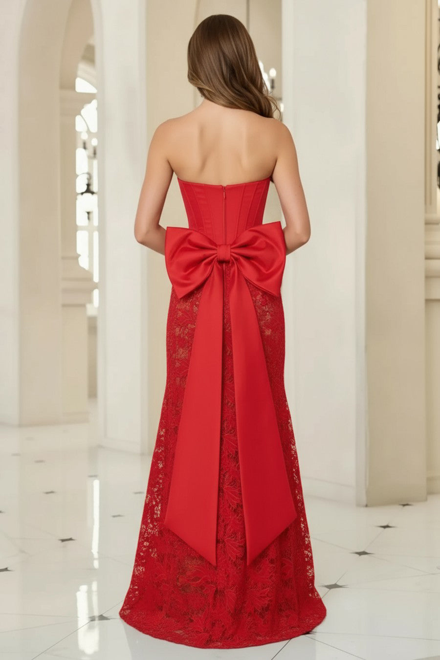 Slit Long Prom Dress With Back Bow