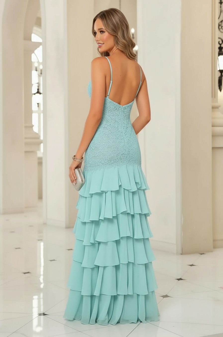 Sweetheart Tiered Long Prom Dress