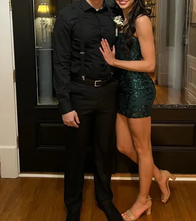 Strapless Ornate Sequin Homecoming Dress | Lace Mesh Bodycon Mini Party Gown