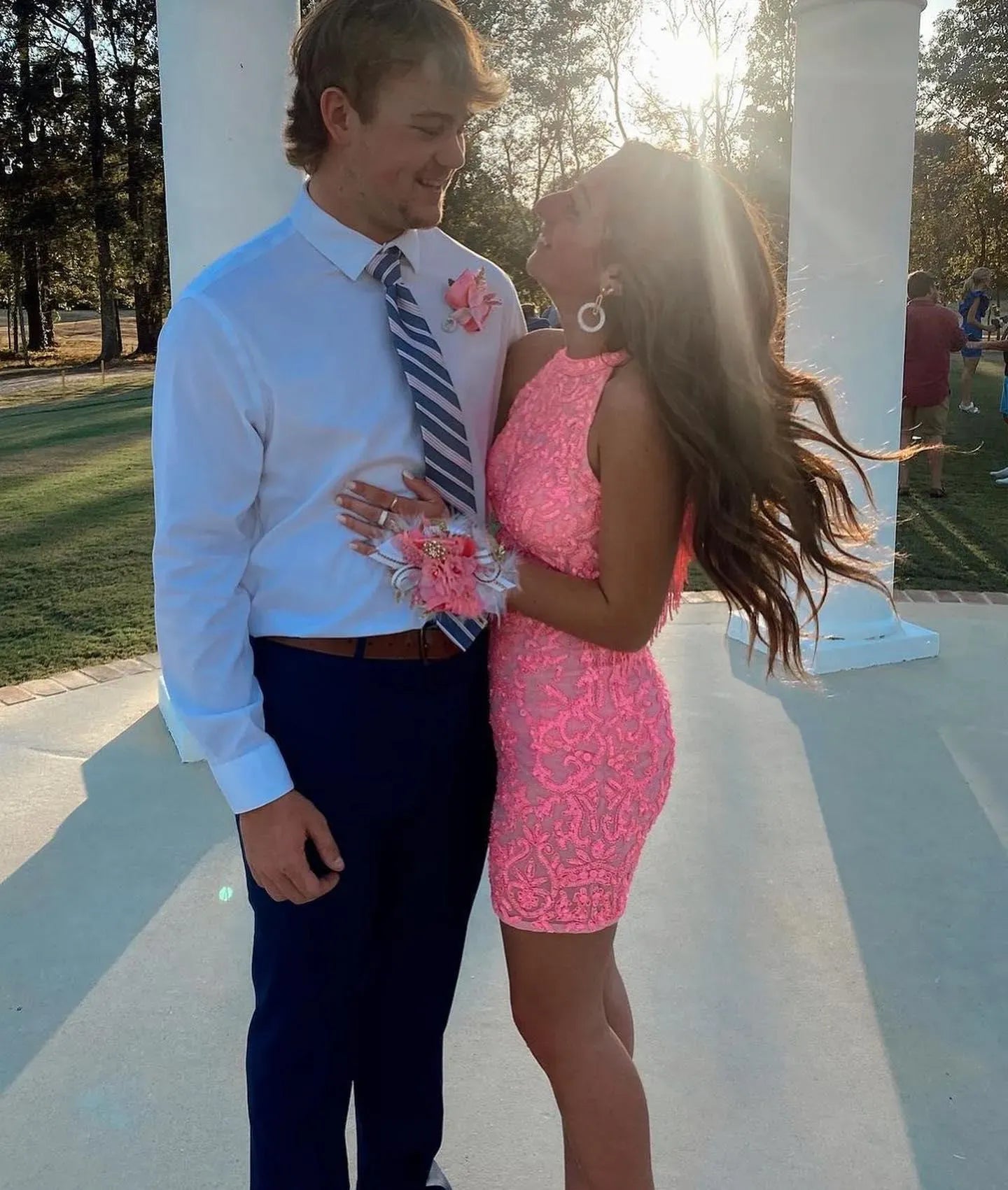 High Neck 3D Lace Fringe Back Homecoming Dress | Bodycon Mini Short Cocktail Dress