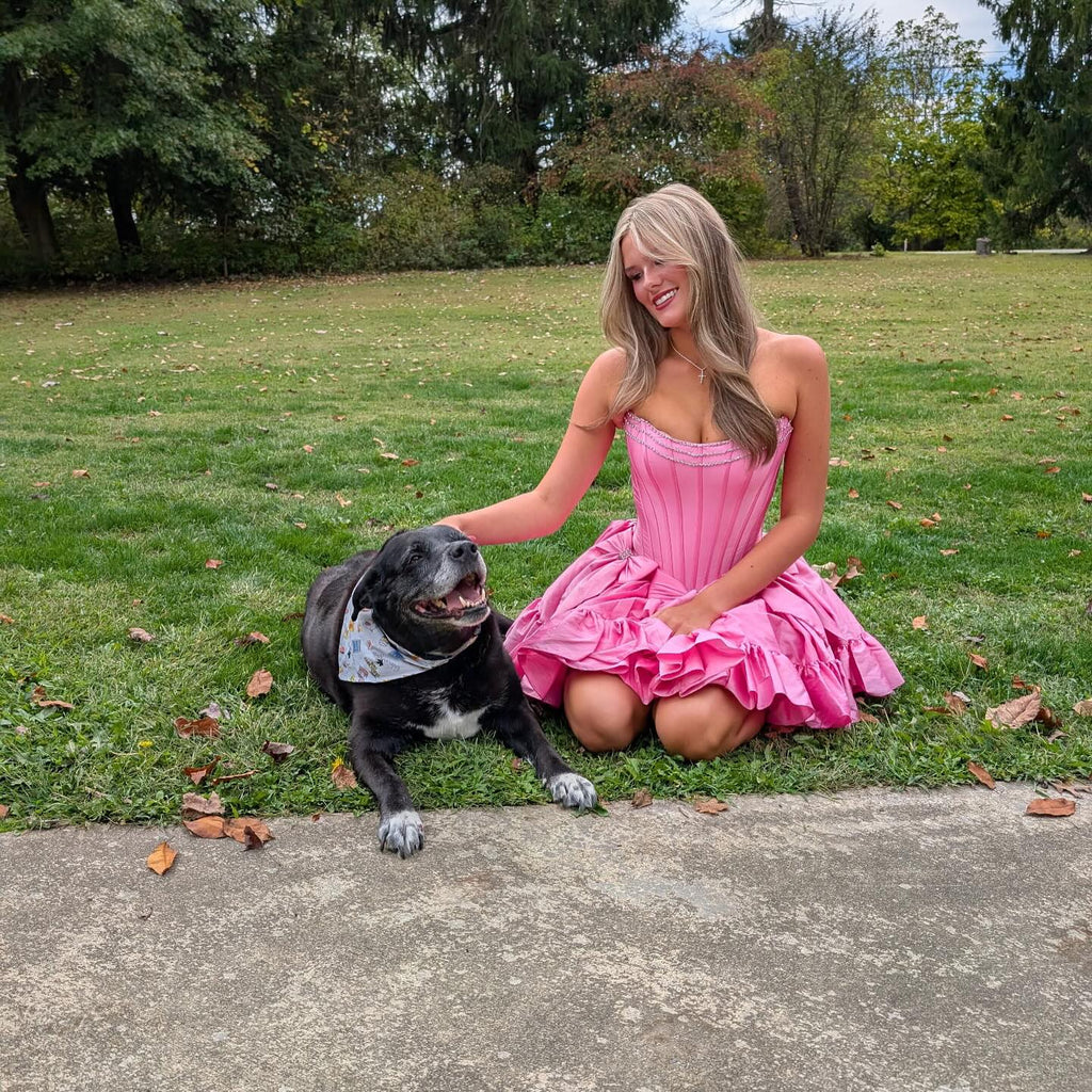 Strapless Corset Bow Homecoming Dress | Rhinestone Trim Ruffle Hem Short Prom Gown