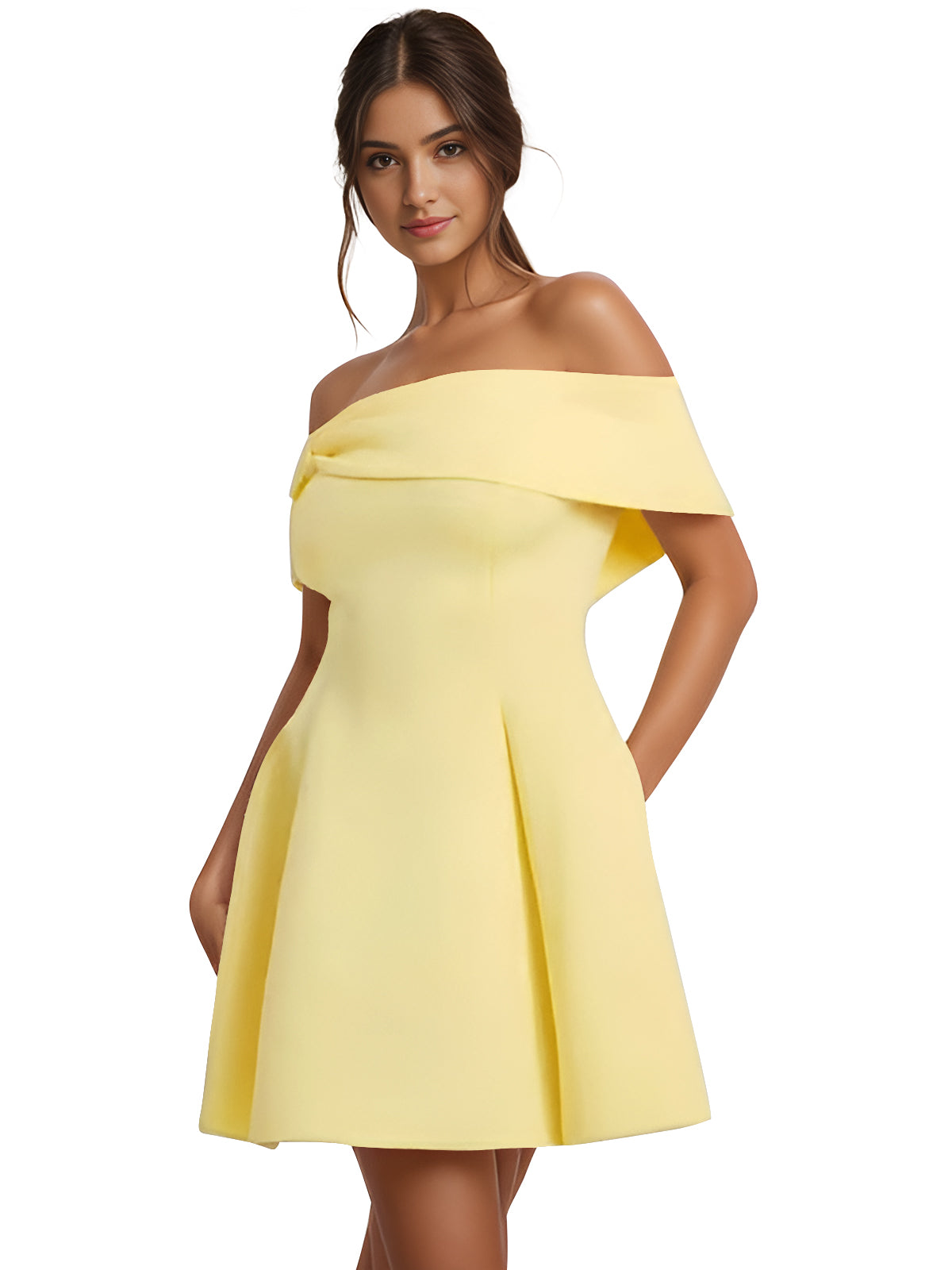 Off-the-Shoulder Homecoming Dress | Structured A-Line Flare Skirt Short Prom Gown