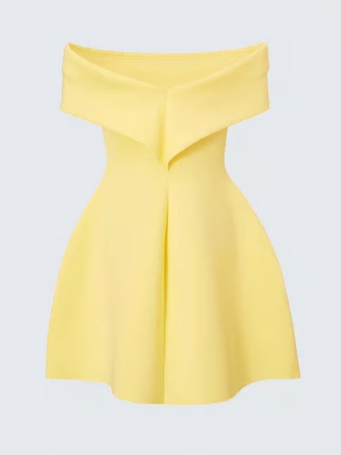 Off-the-Shoulder Homecoming Dress | Structured A-Line Flare Skirt Short Prom Gown