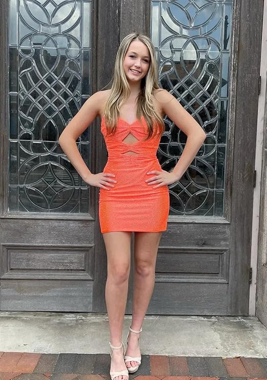 Sparkly Strapless Cutout Bodycon Homecoming Dress | Rhinestone Short Prom Gown
