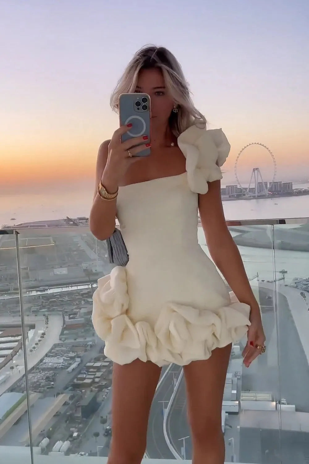 One Shoulder Ruffle Homecoming Dress | Strapless Bodycon Short Prom Gown