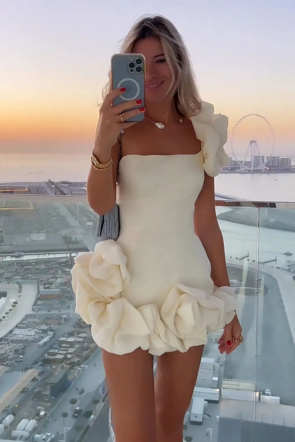 One Shoulder Ruffle Homecoming Dress | Strapless Bodycon Short Prom Gown