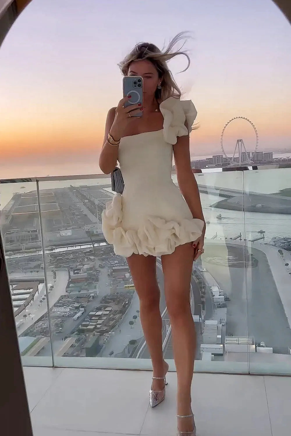 One Shoulder Ruffle Homecoming Dress | Strapless Bodycon Short Prom Gown