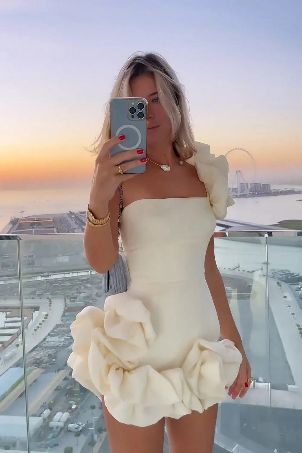 One Shoulder Ruffle Homecoming Dress | Strapless Bodycon Short Prom Gown