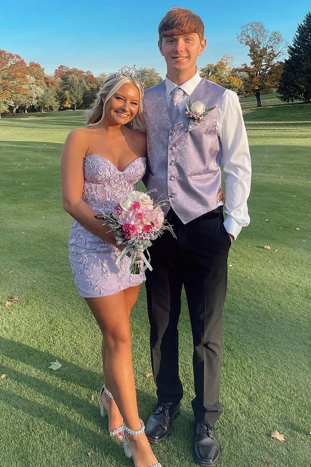 Strapless Lace Corset Homecoming Dress | Sweetheart Sheer Mesh Bodycon Short Prom Gown