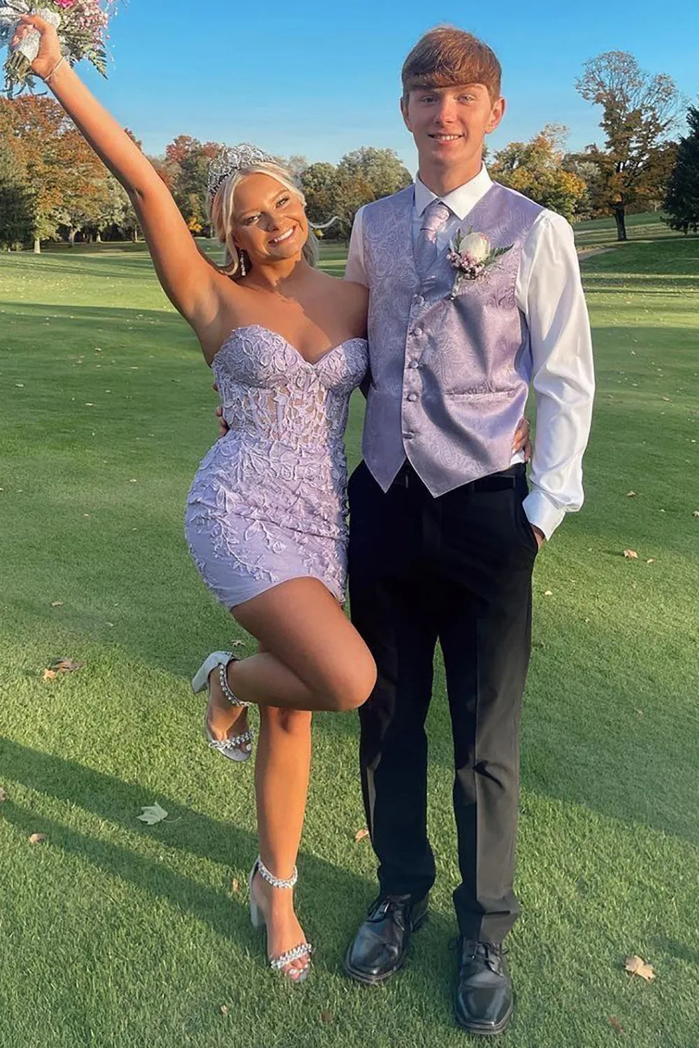 Strapless Lace Corset Homecoming Dress | Sweetheart Sheer Mesh Bodycon Short Prom Gown