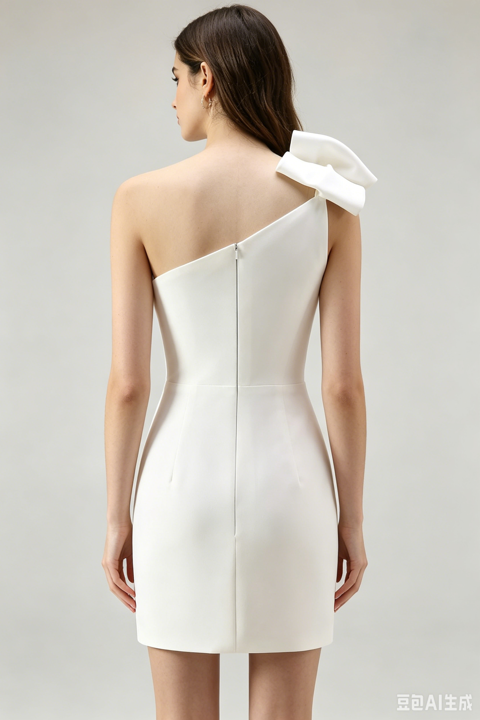 White One Shoulder Bodycon Short Homecoming Dress with Bow