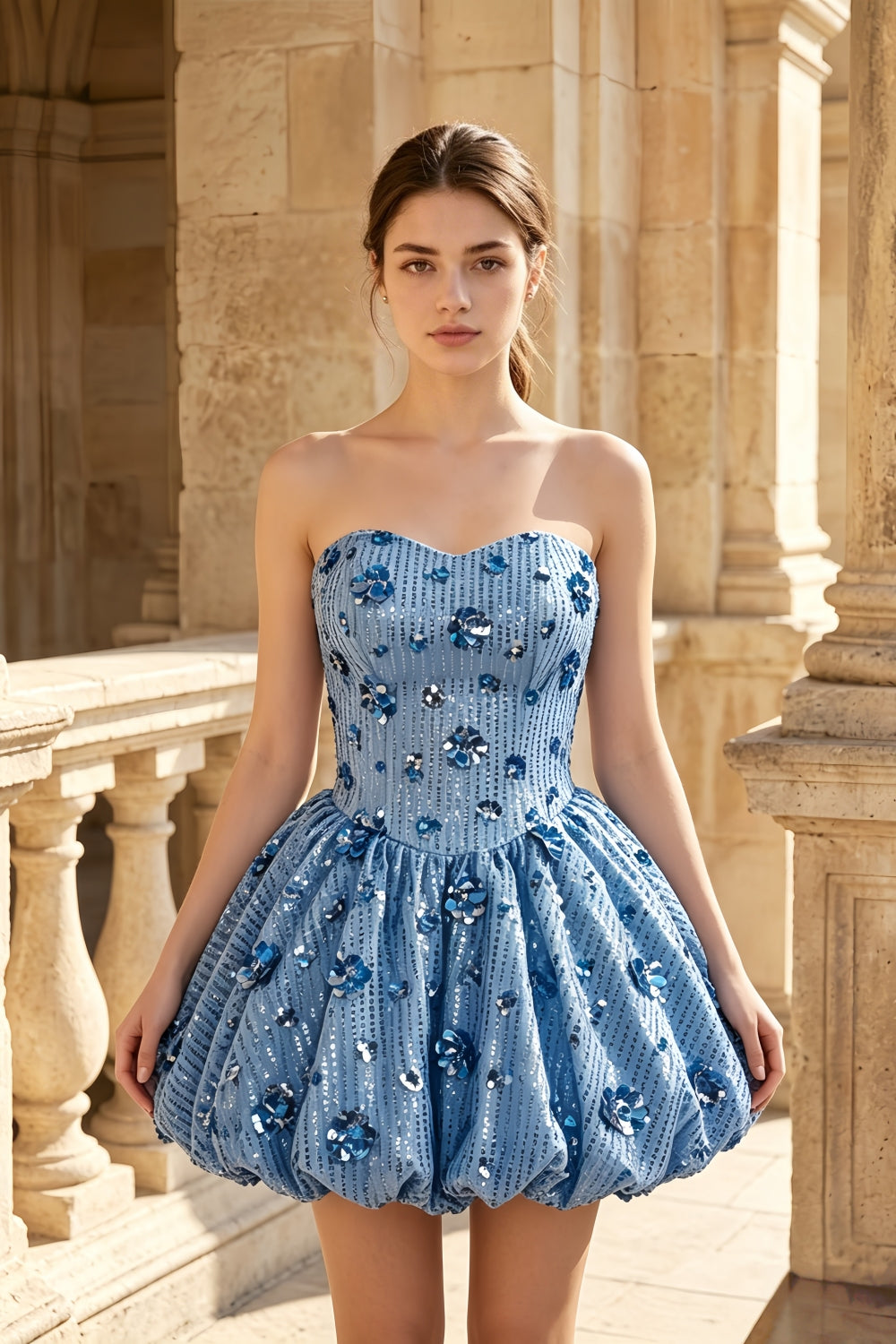 Sparkly Blue Sweetheart Sequin A-Line Short Homecoming Dress