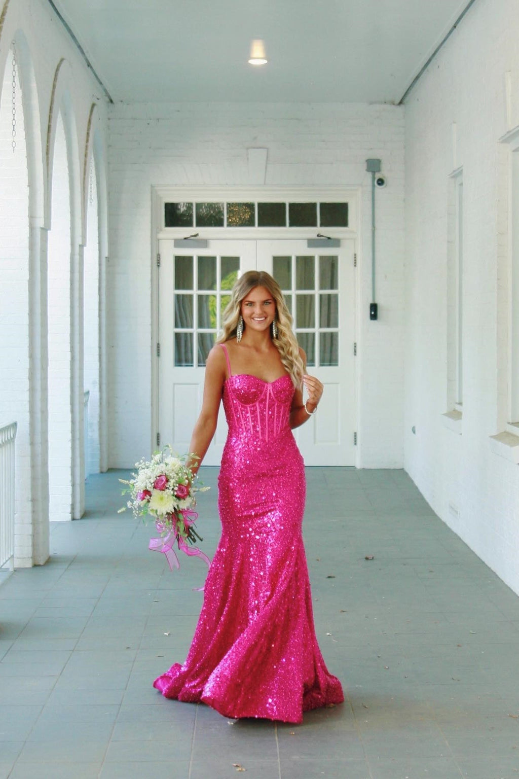 Sparkly Gold Spaghetti Straps Mermaid Sequin Long Corset Prom Dress