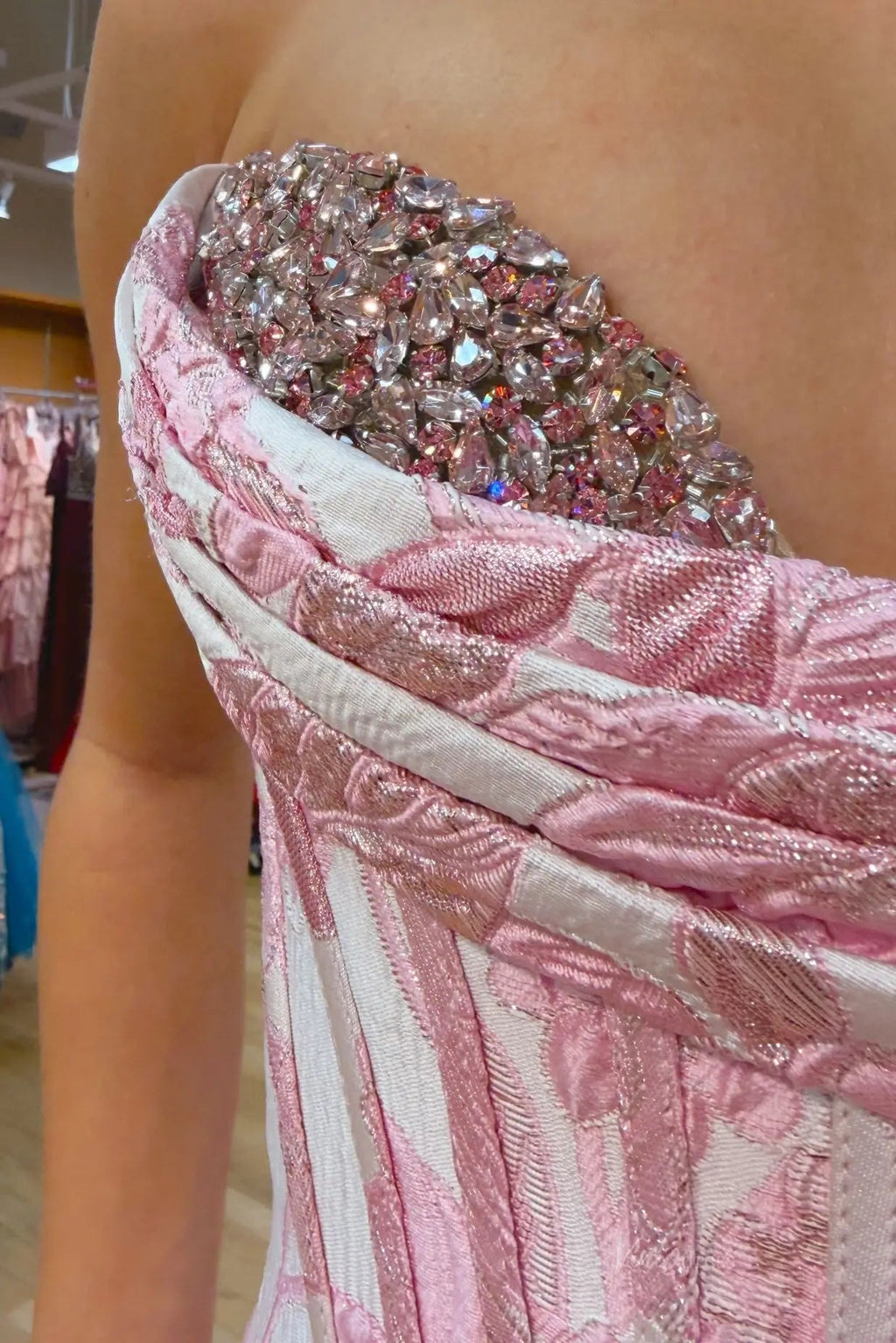 Lilac Jacquard Sweetheart Mermaid Long Prom Dress with Beading