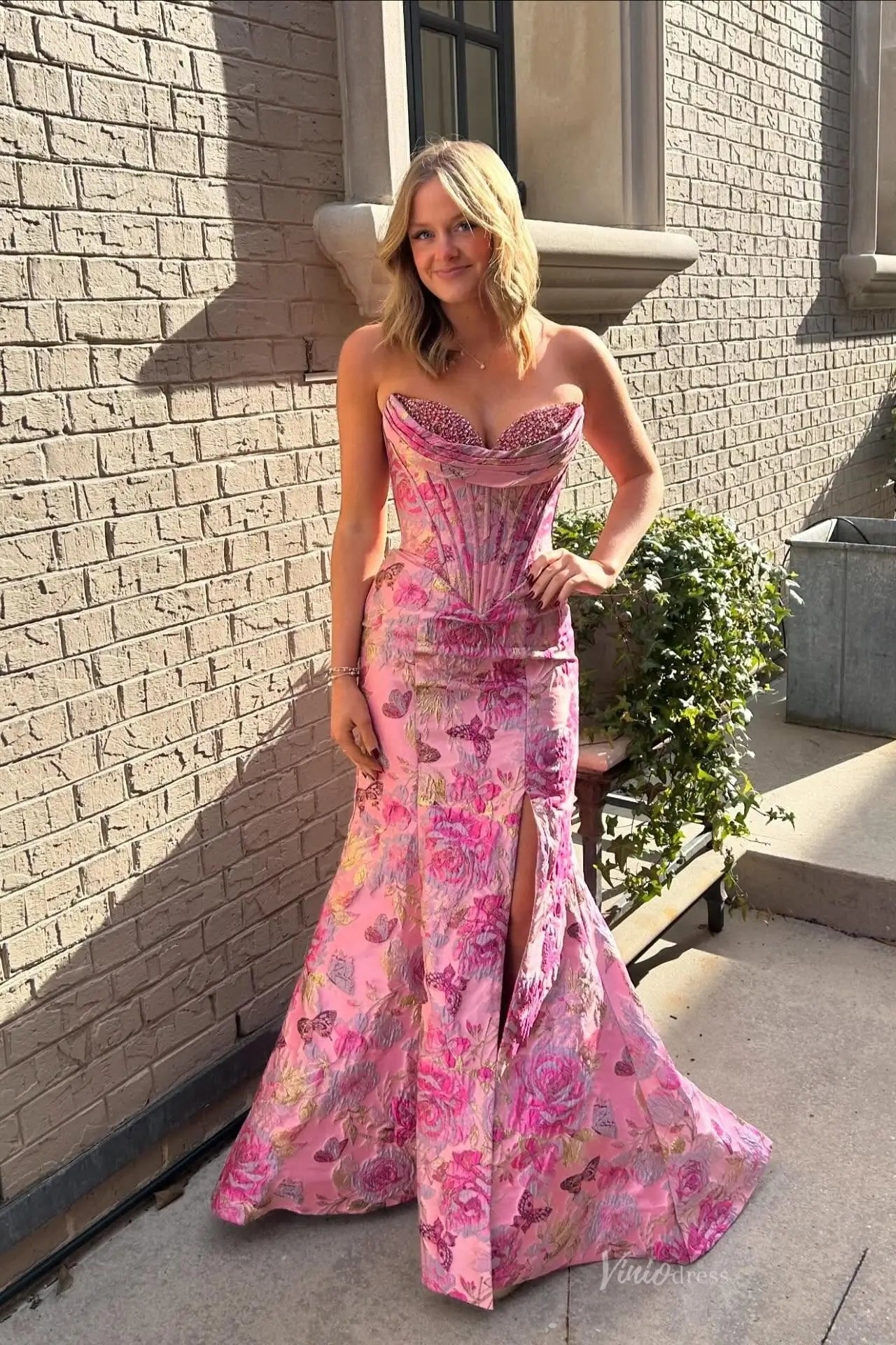 Lilac Jacquard Sweetheart Mermaid Long Prom Dress with Beading