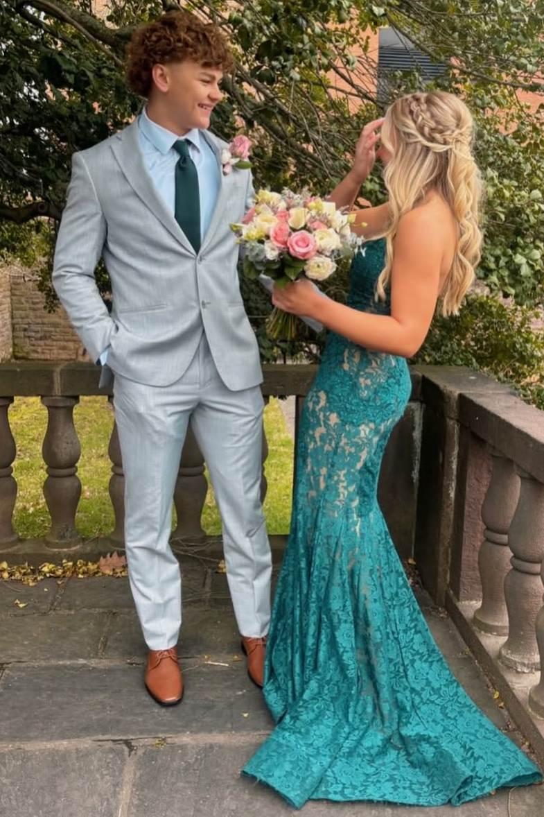 Red Sweetheart Lace Mermaid Long Prom Dress