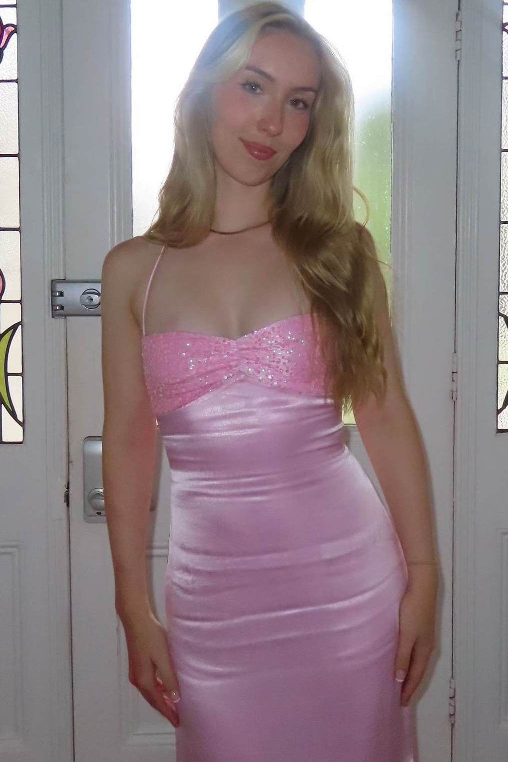 Burgundy Spaghetti Straps Satin Mermaid Long Prom Dress with Sequins