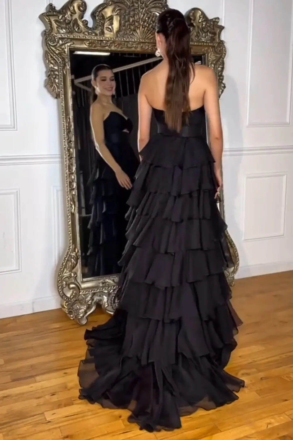 Royal Blue Sweetheart Chiffon A-Line Tiered Long Prom Dress