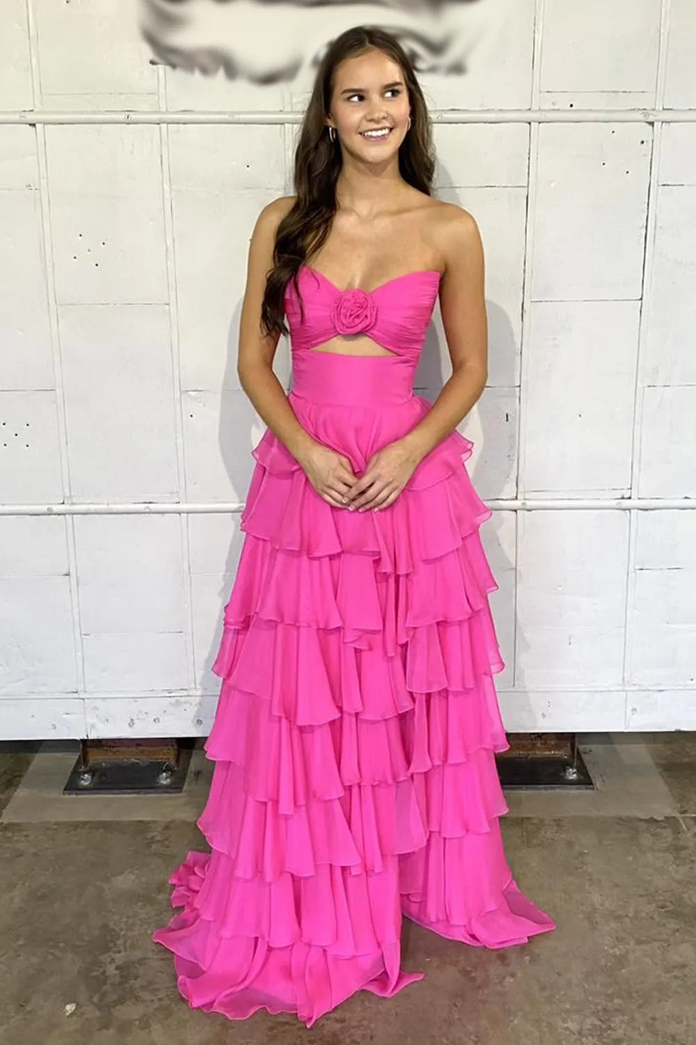 Royal Blue Sweetheart Chiffon A-Line Tiered Long Prom Dress
