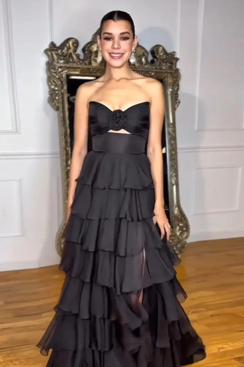Royal Blue Sweetheart Chiffon A-Line Tiered Long Prom Dress