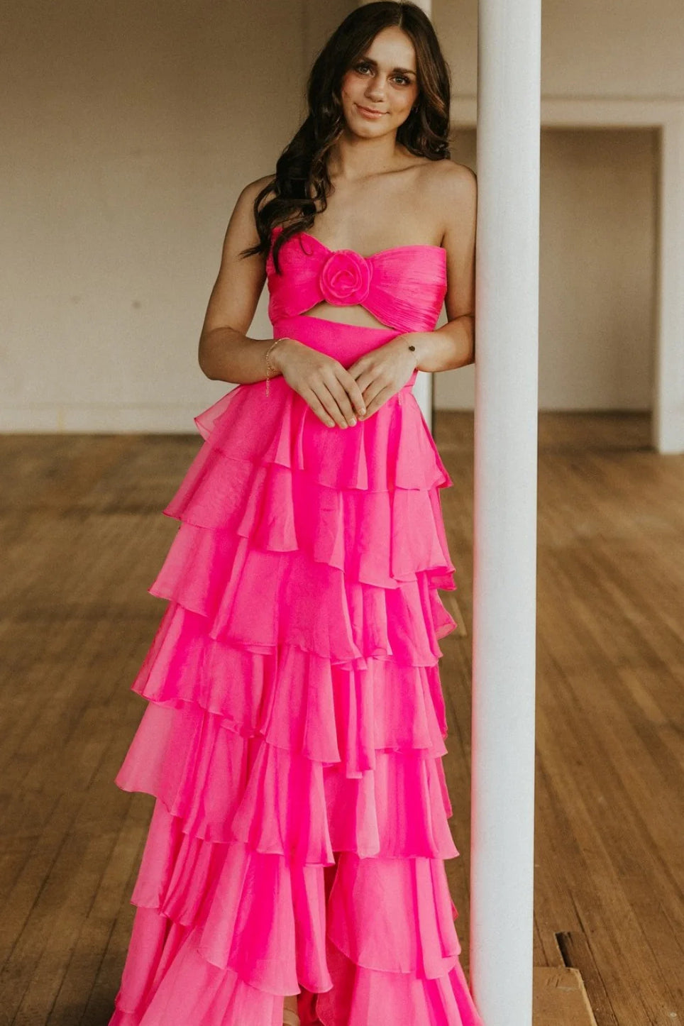 Royal Blue Sweetheart Chiffon A-Line Tiered Long Prom Dress