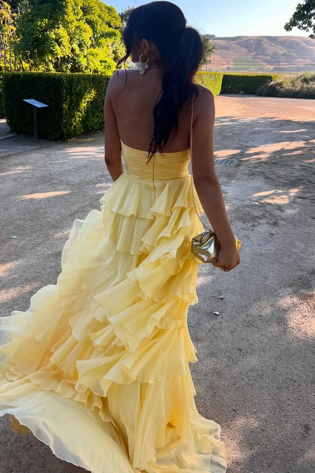 Royal Blue Sweetheart Chiffon A-Line Tiered Long Prom Dress