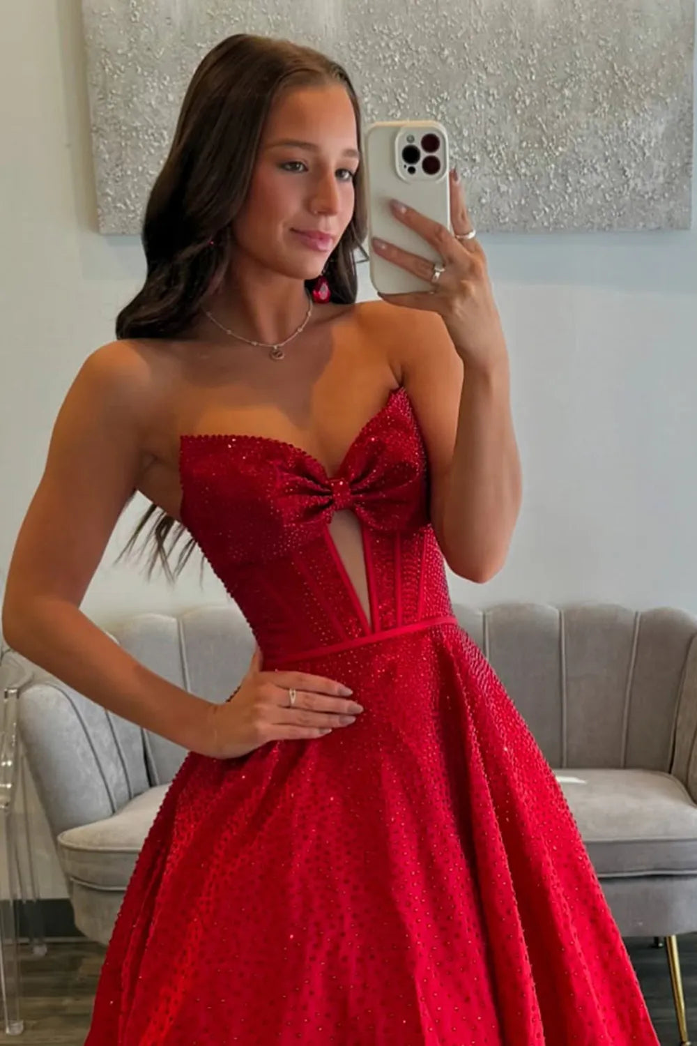 Sparkly Navy Sweetheart Beaded Long Prom Dress with Bow