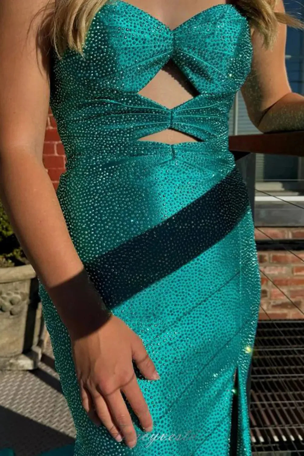 Sparkly Lilac Beaded Sweetheart Mermaid Long Prom Dress with Slit