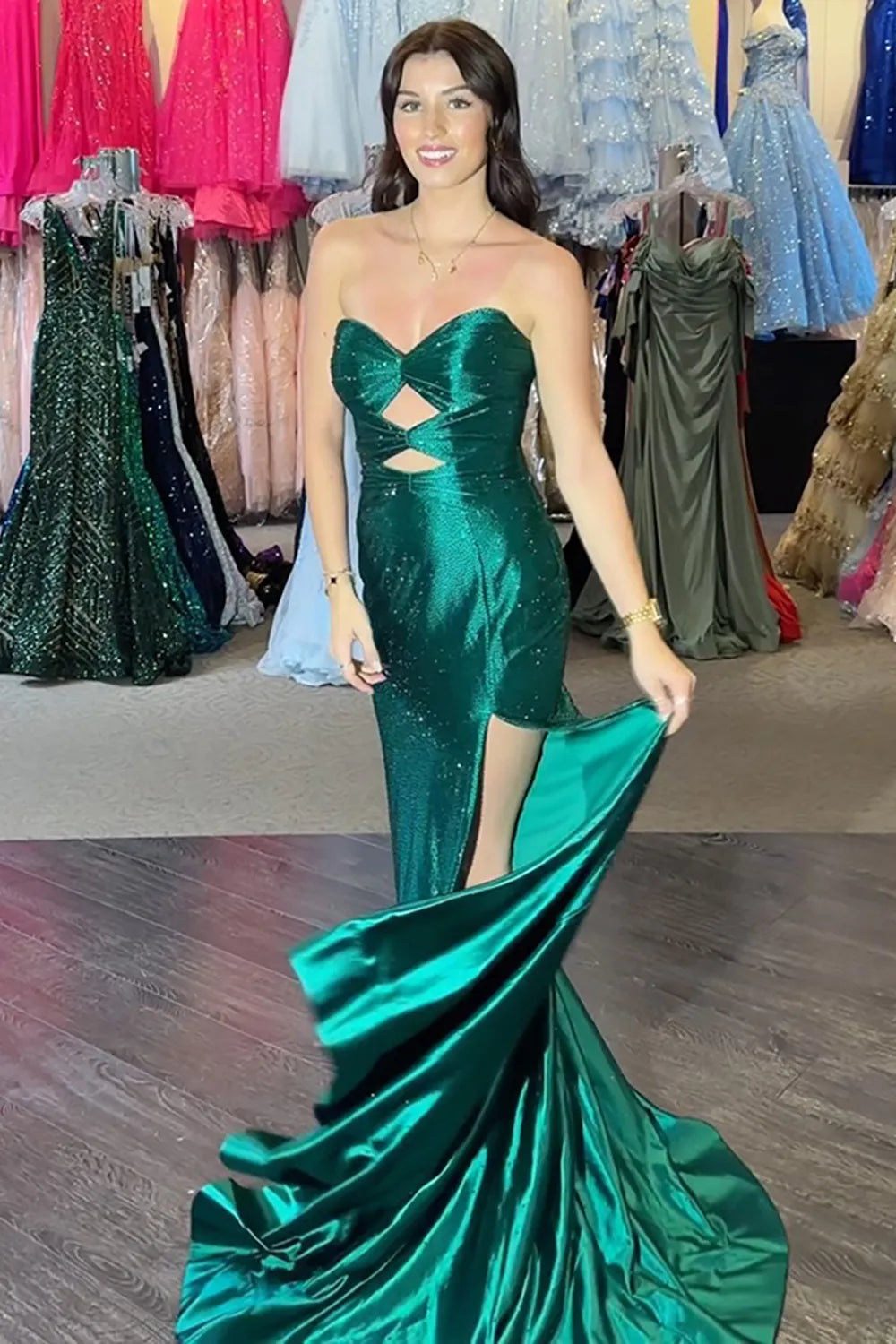 Sparkly Lilac Beaded Sweetheart Mermaid Long Prom Dress with Slit