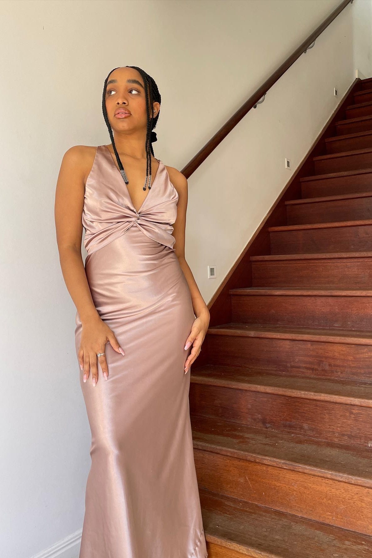 Simple Green V-Neck Satin Mermaid Long Prom Dress