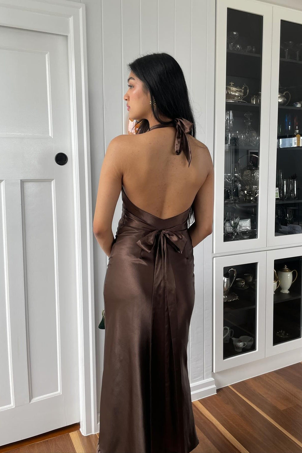 Simple Green V-Neck Satin Mermaid Long Prom Dress