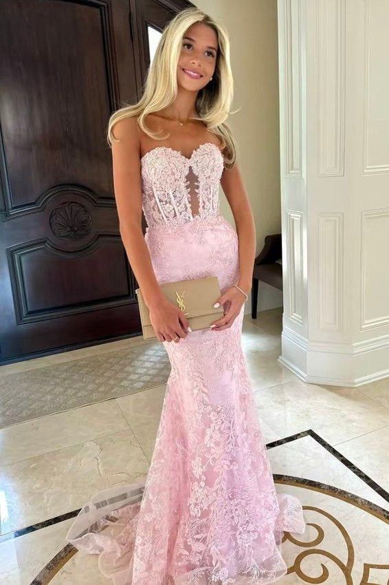Black Sweetheart Mermaid Long Prom Dress with Appliques