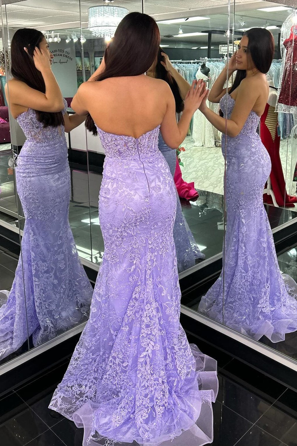 Black Sweetheart Mermaid Long Prom Dress with Appliques