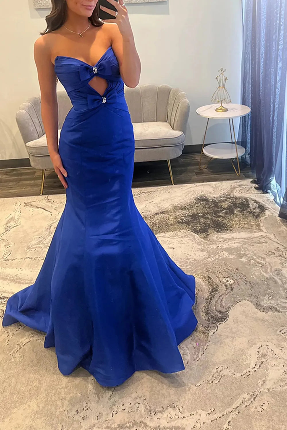 Fuchsia Sweetheart Satin Mermaid Long Prom Dress with Bows