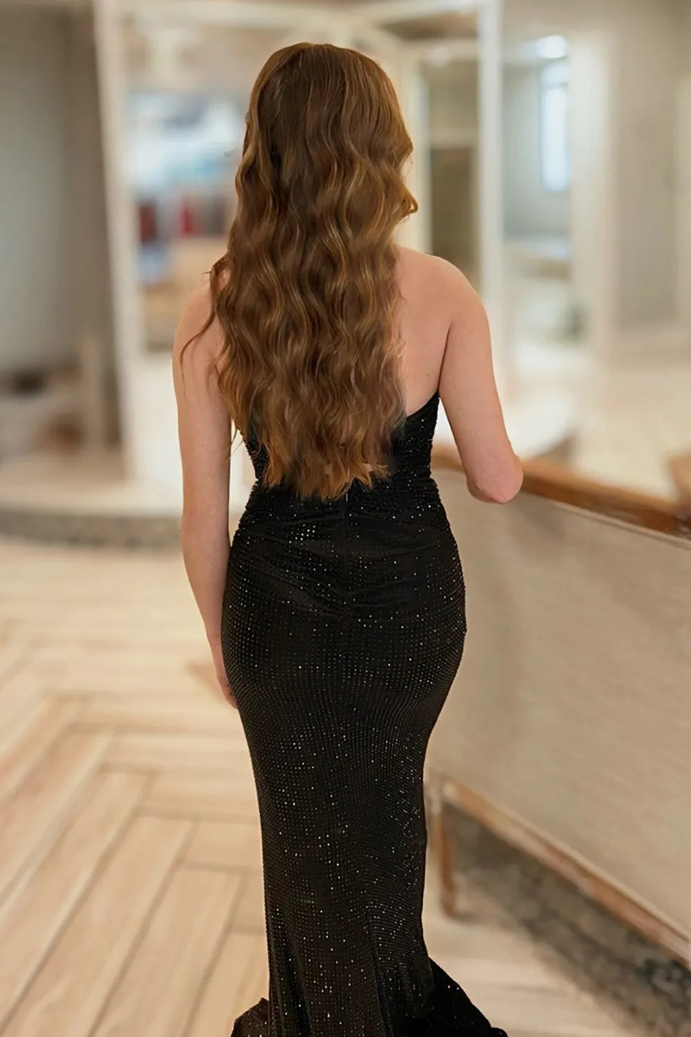 Sparkly Fuchsia Sweetheart Beaded Cut-out Mermaid Long Prom Dress