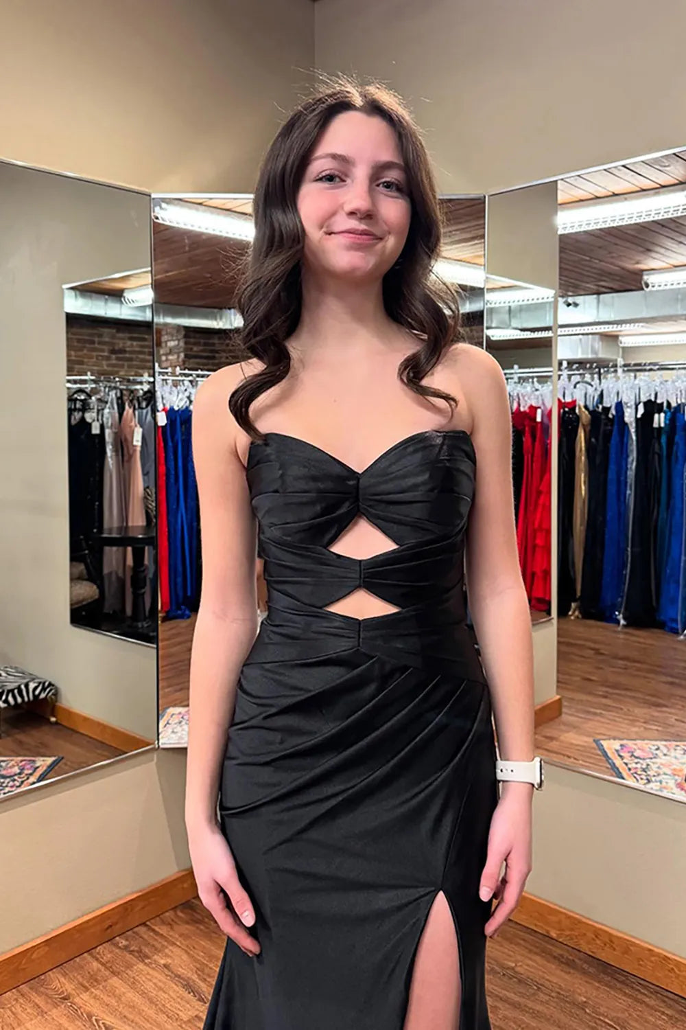 Black Sweetheart Satin Mermaid Long Prom Dress with Slit