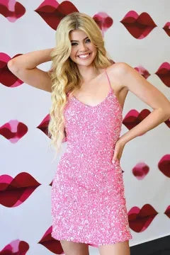 Spaghetti Strap Sequin Homecoming Dress | Bodycon Mini Cocktail Party Dress