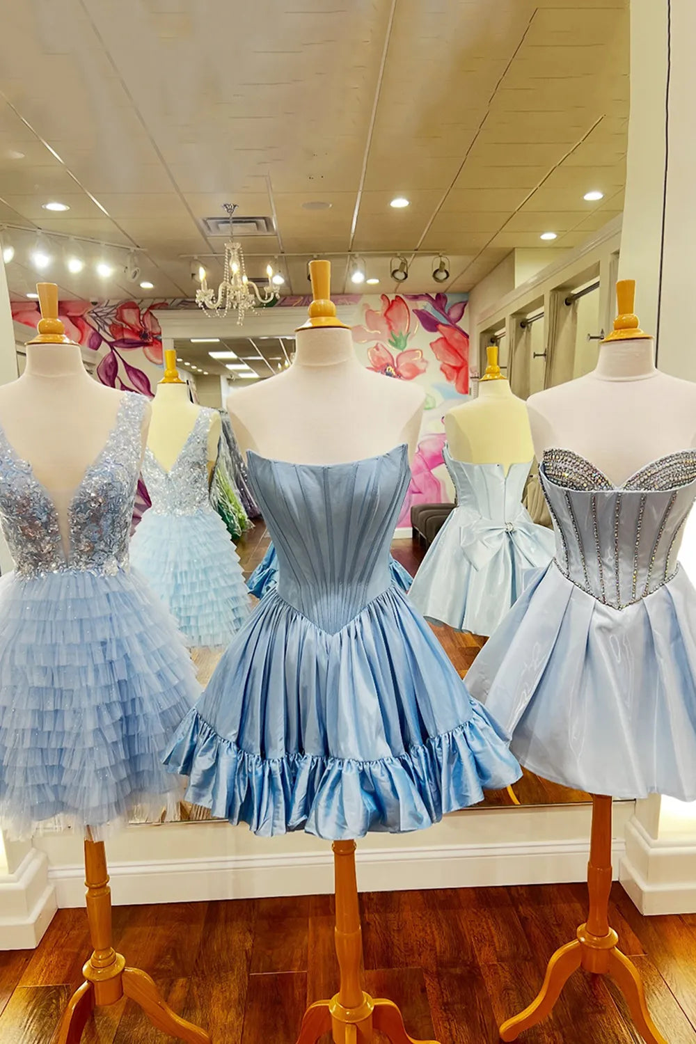 Strapless Rhinestone Corset Homecoming Dress | A-Line Satin Mini with Bow Party Gown
