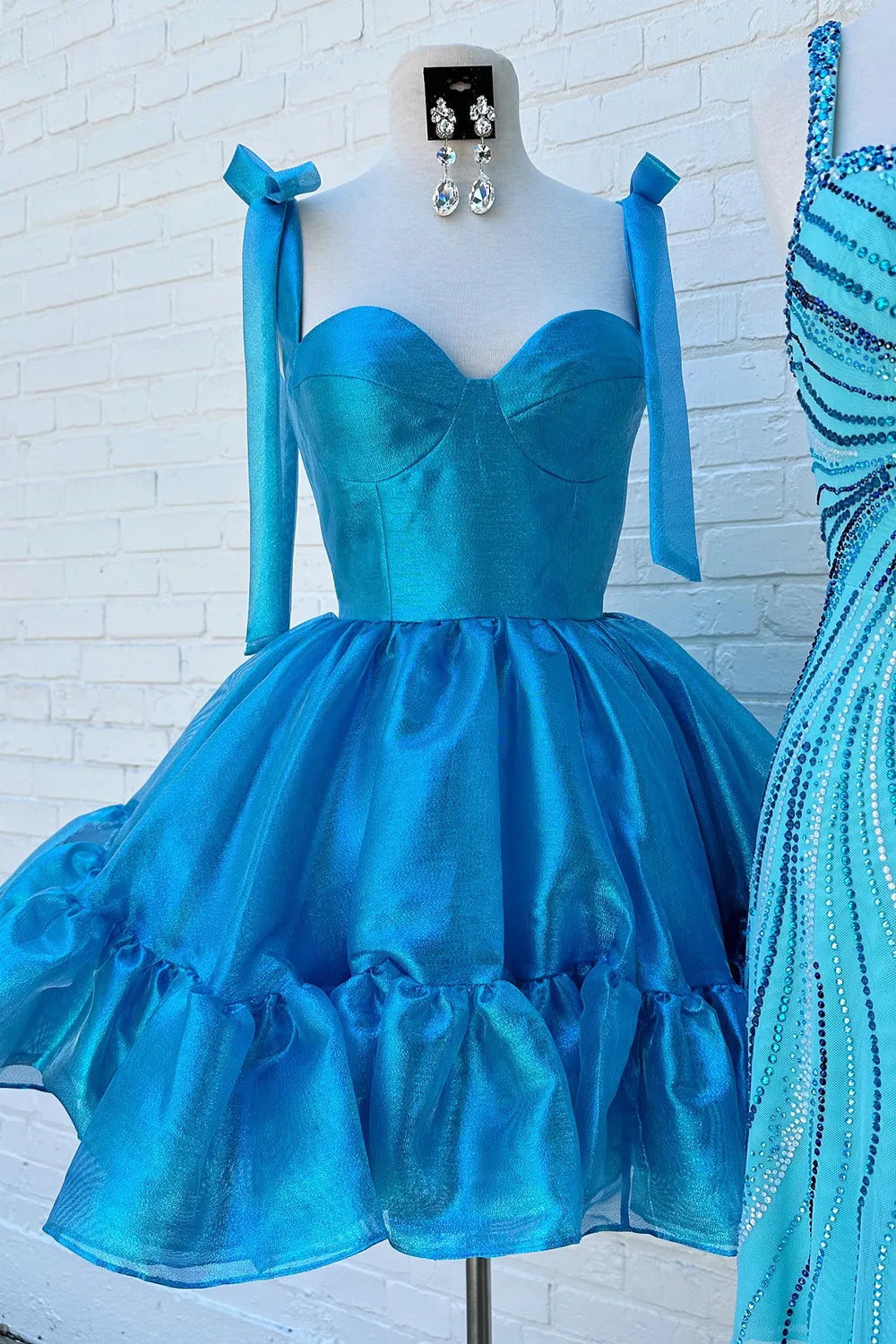 Sweetheart Homecoming Dress | Bow Strap A-Line Ruffle Short Prom Gown