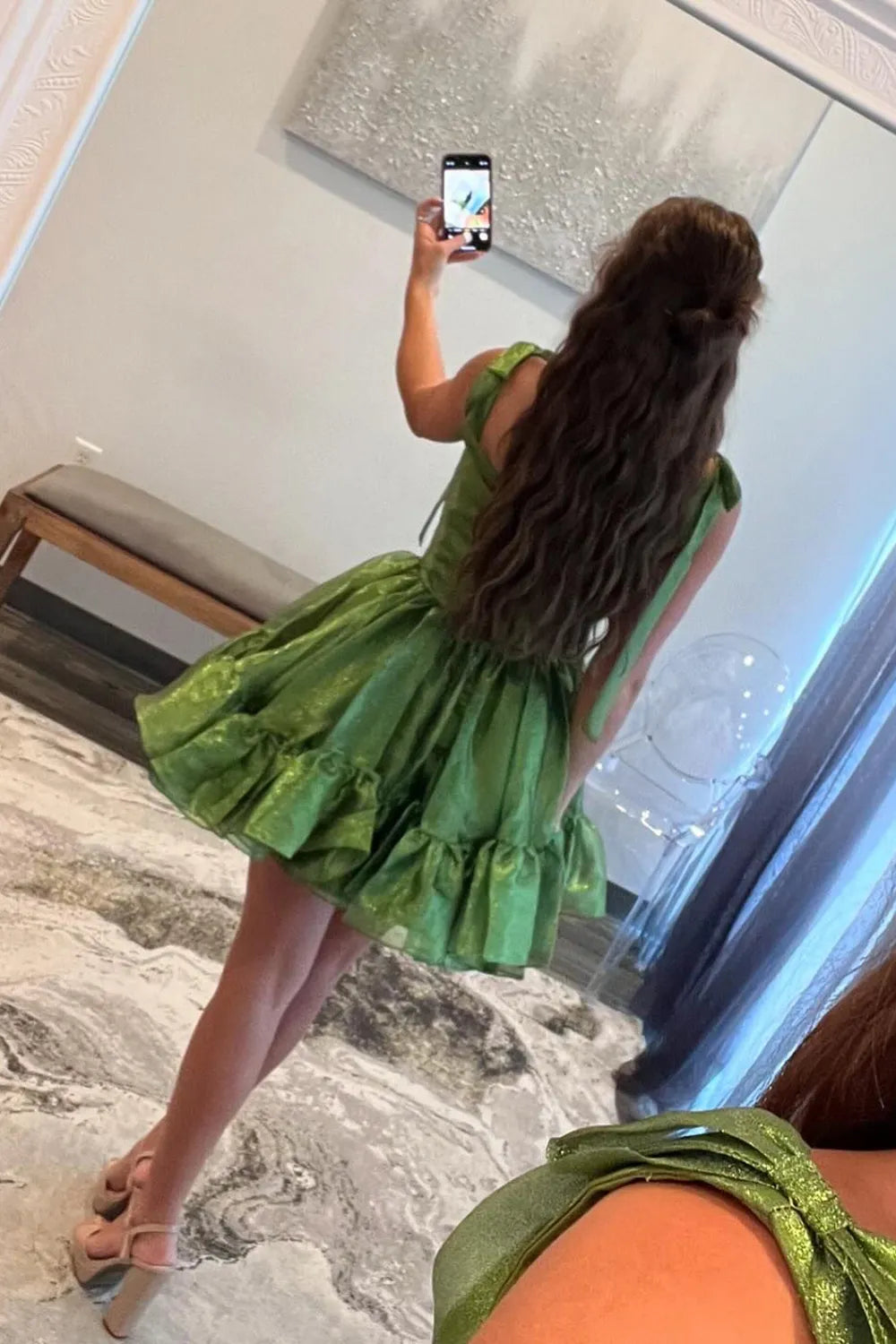 Sweetheart Homecoming Dress | Bow Strap A-Line Ruffle Short Prom Gown