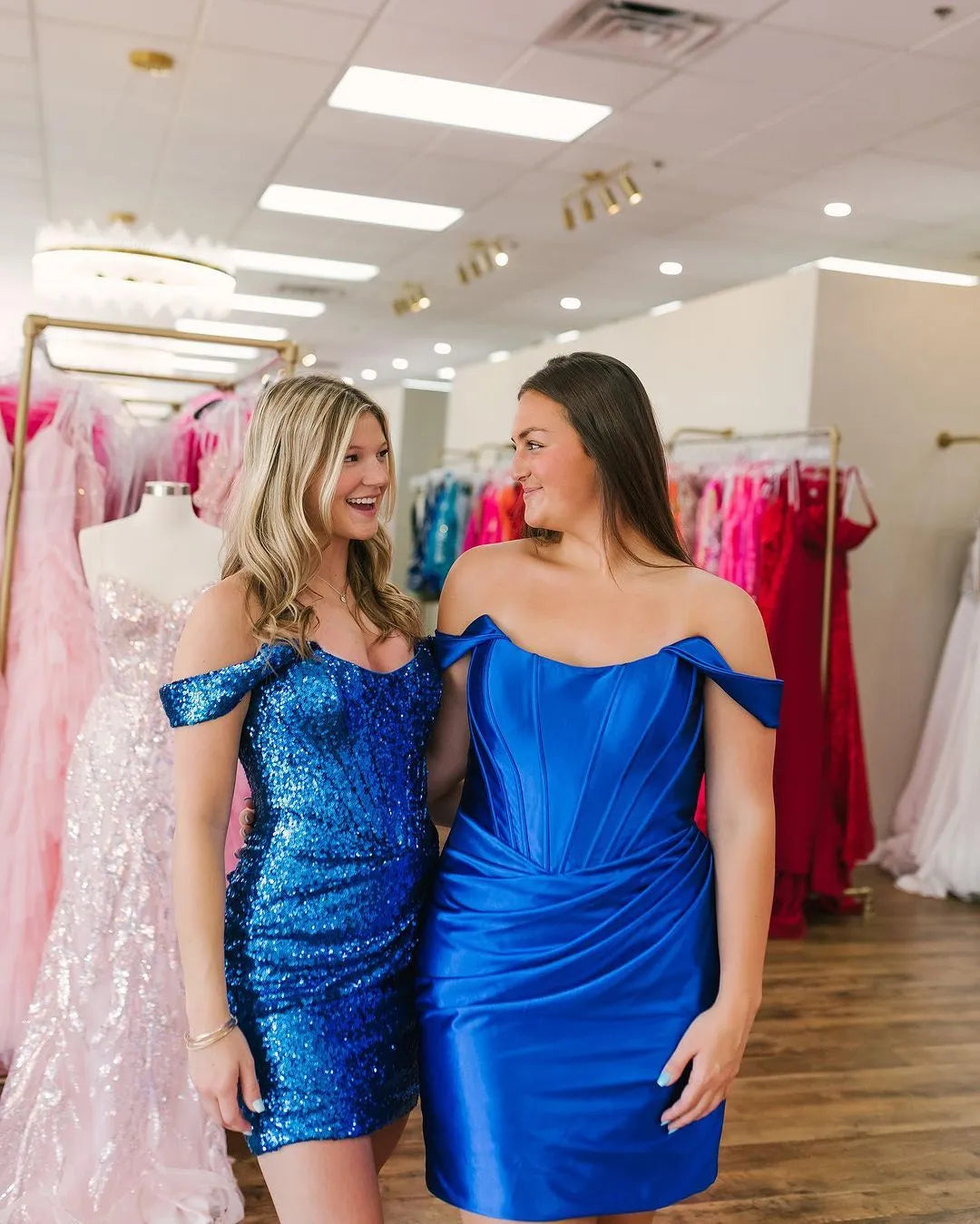 Off The Shoulder All Sequin Homecoming Dress | Ruched Bodycon Mini Cocktail Dress