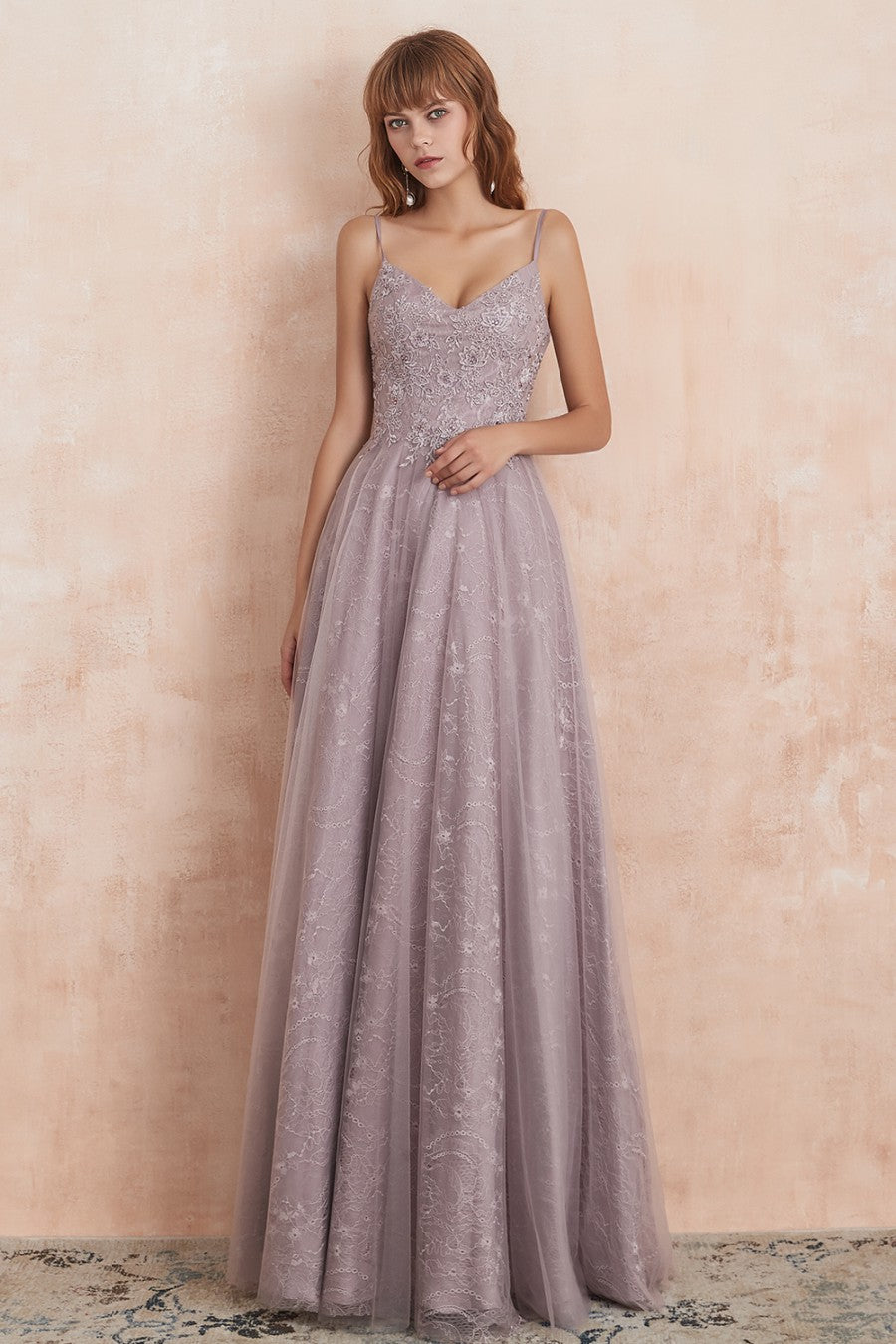A line V Neck Appliques Prom Dress