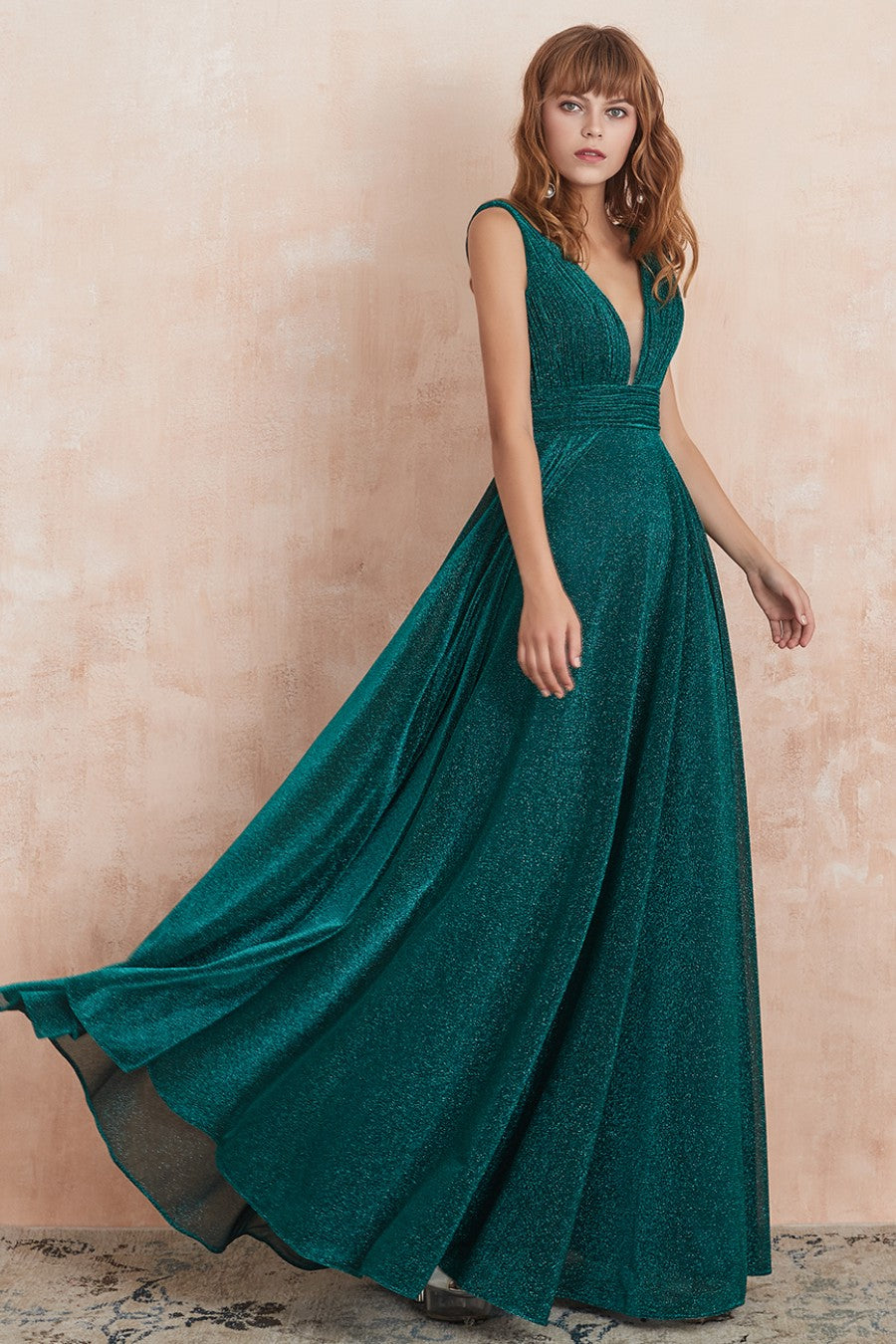 A line V Neck Long Prom Dress