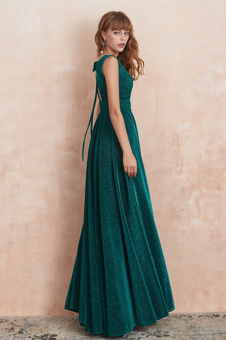 A line V Neck Long Prom Dress