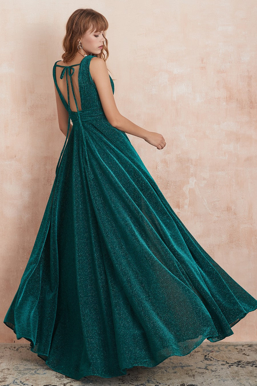 A line V Neck Long Prom Dress
